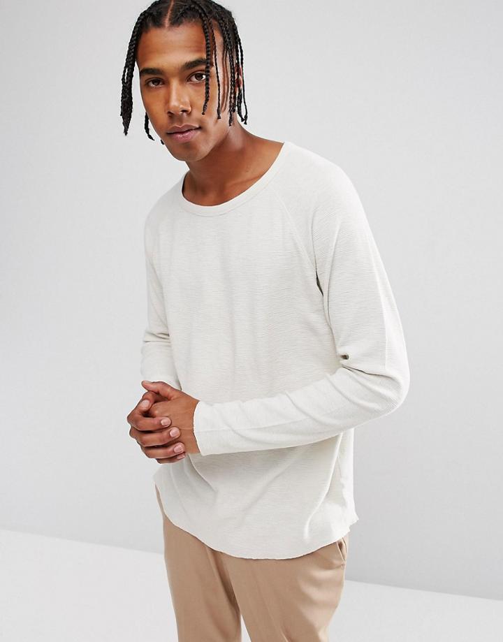 Weekday Zic Waffle Long Sleeve T-shirt - White