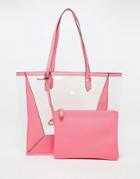 Asos Clear Shopper Bag With Removable Clutch - Pink