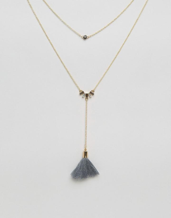 Johnny Loves Rosie Ella Gray Tassle Multirow Necklace