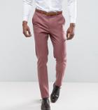 Asos Tall Wedding Skinny Smart Pant In Pink 100% Merino Wool - Pink