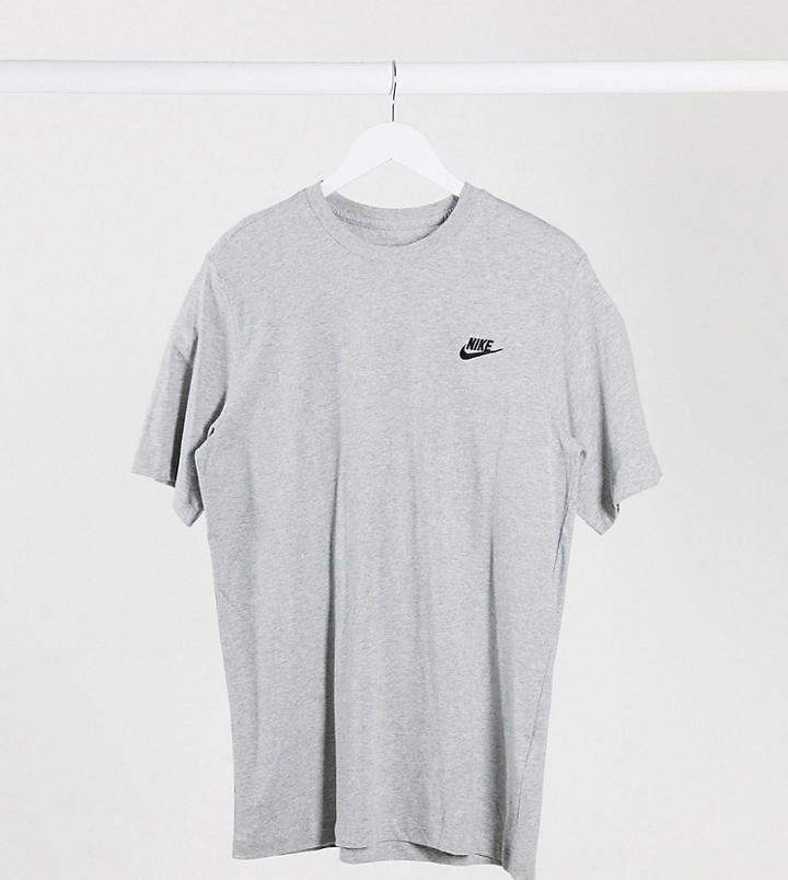 Nike Tall Club T-shirt In Gray-grey