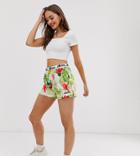 Ellesse Recycled Relaxed Shorts With Logo Tape Waistband In Palm Print-multi