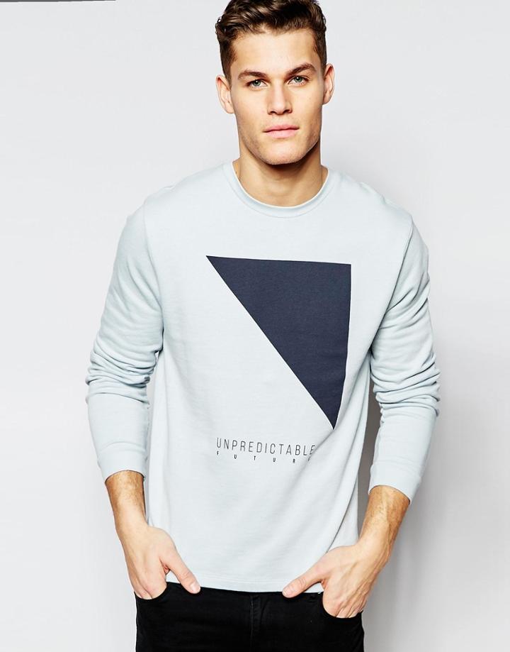 Asos Sweatshirt With Typographic Print - Blue