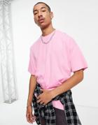 Asos Design Organic Cotton Blend Oversized T-shirt With Crew Neck In Pink
