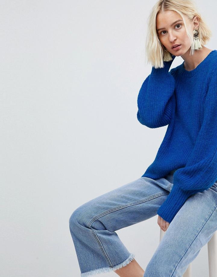 Vero Moda Knitted Sweater With Cuff Details - Blue