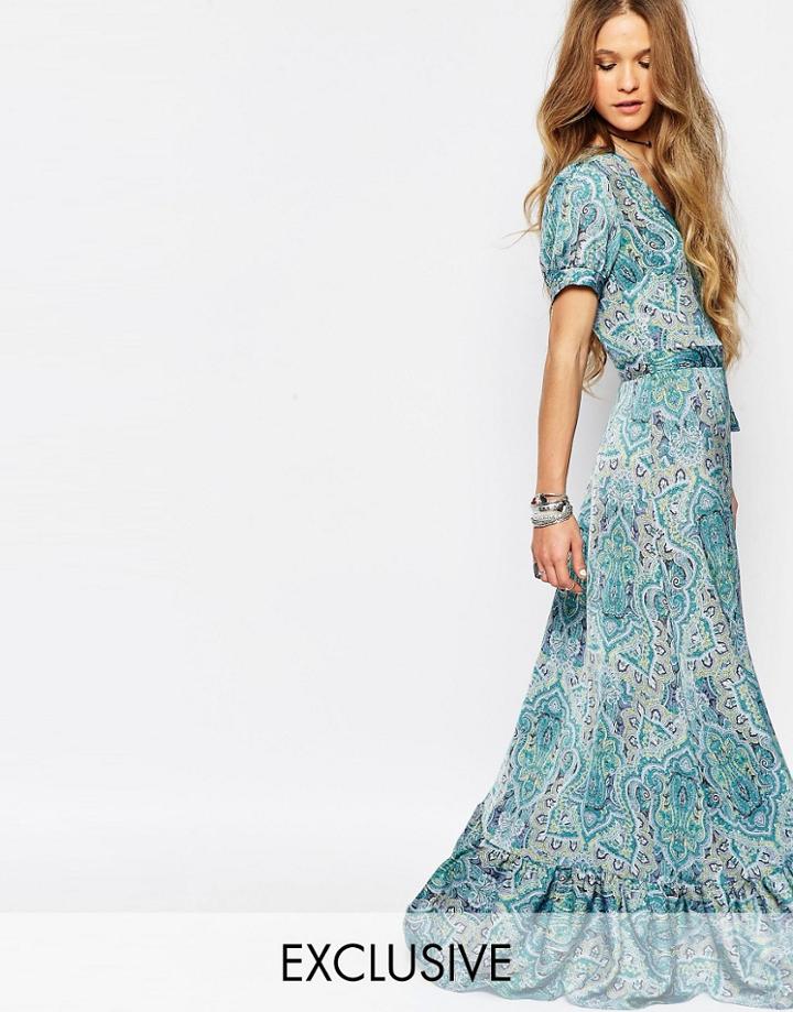 Reclaimed Vintage Maxi Wrap Dress In Paisley - Multi
