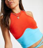 Asyou Color Block Crop Tank Top In Multi