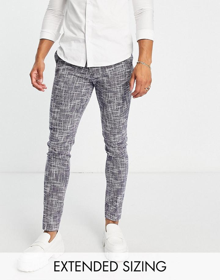 Asos Design Smart Skinny Pants With Cotton Mix Micro Texture In Navy