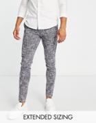 Asos Design Smart Skinny Pants With Cotton Mix Micro Texture In Navy