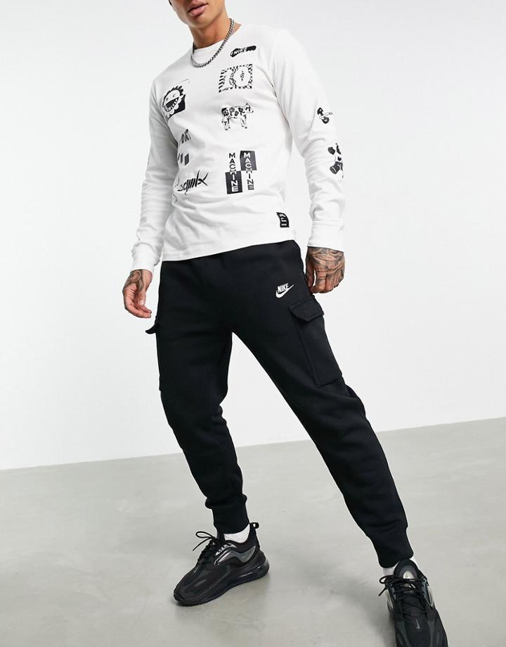 Nike Club Fleece Cuffed Cargo Sweatpants In Black