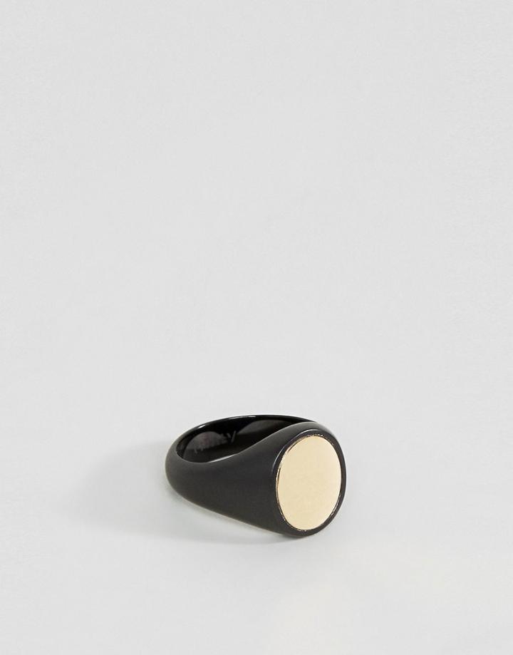 Vitaly Pryde Signet Ring In Matte Black - Black