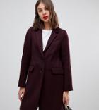 Warehouse Single Breasted Coat In Berry - Navy