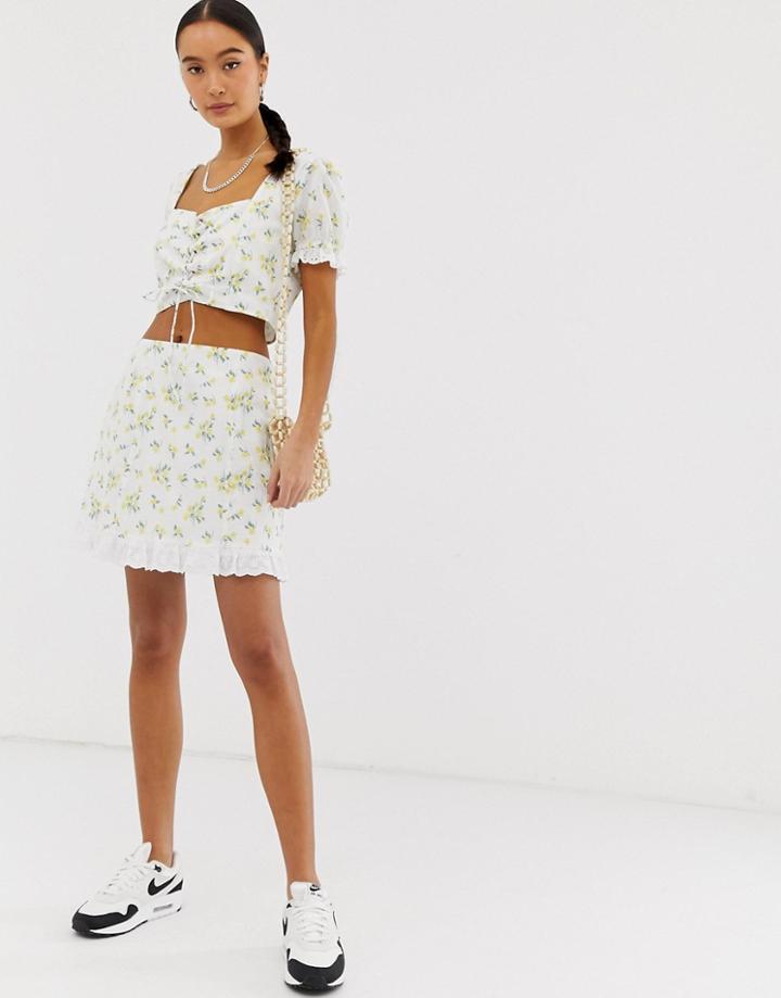 Emory Park Skirt With Ruffle Hem In Ditsy Floral Two-piece-yellow