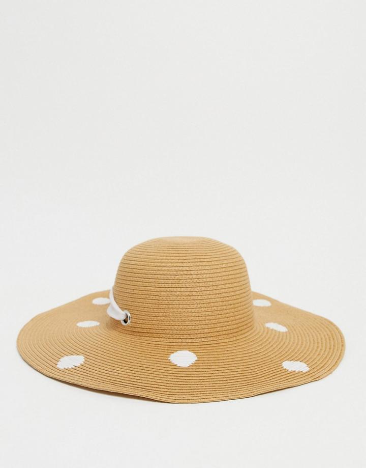Boardmans Sun Hat With Polka Dots In White Natural Mix-multi
