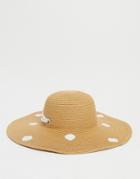Boardmans Sun Hat With Polka Dots In White Natural Mix-multi