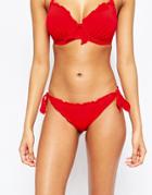 Pour Moi Splash Tie Side Bikini Bottoms - Red