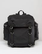 Asos Commander Backpack In Black With Strapping - Black