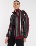 Asos Design Oversized Polar Fleece Track Top In Stripes-multi