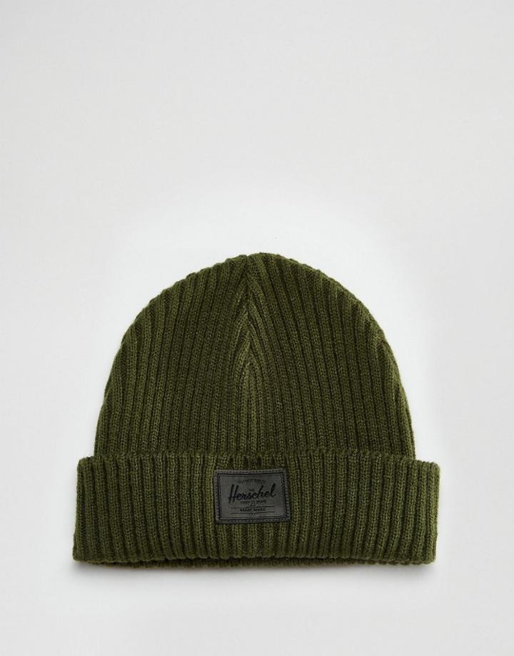 Herschel Supply Co Morris Beanie In Khaki Military Inspired Army Surplus - Green