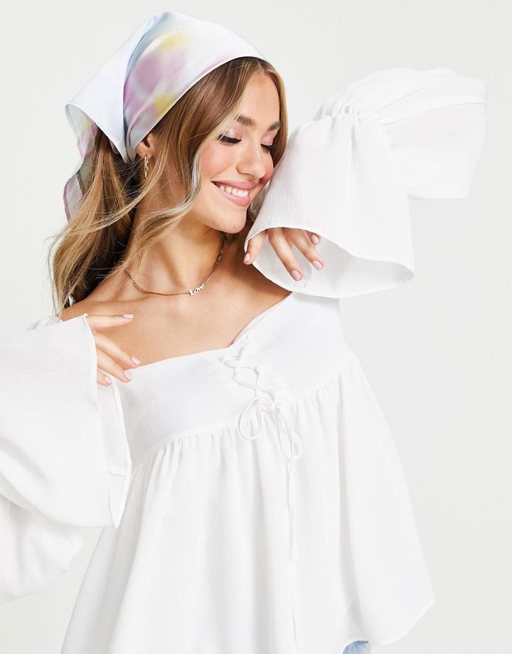 In The Style X Lorna Luxe Tiered Sleeve Chiffon Blouse In White