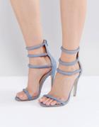 Public Desire Aisha Denim Strappy Heeled Sandals - Blue