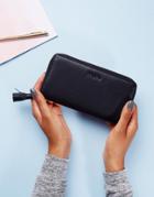 Made Leather Zip Around Purse - Black