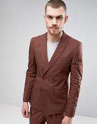 Asos Skinny Double Breasted Jacket In Rust - Tan