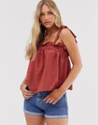 Vero Moda Aware Tie Sleeve Cami Top - Brown