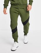 Nike Swoosh Pack Tech Fleece Cuffed Sweatpants In Khaki Suit 3-green