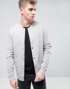 Asos Jersey Bomber Jacket With Snaps - Gray