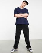 Topman Extreme Oversized V Neck T-shirt In Navy