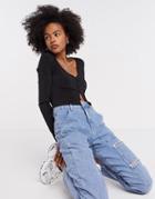 Weekday Nicole Jersey Cardigan In Black