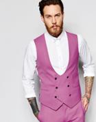 Noose & Monkey Double Breasted Vest With Stretch In Super Skinny Fit - Pink