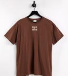 River Island Petite Nyc Slogan Oversized T-shirt In Brown