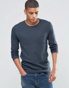 Selected Homme Slubbed Long Sleeve Pocket T-shirt - Blue
