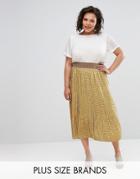 Elvi Printed Midi Skirt - Green