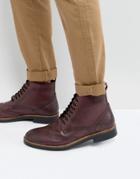 Frank Wright Brogue Boots Burgundy Leather - Red