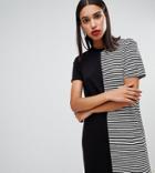 Boohoo Spliced Stripe T-shirt Dress - Black