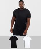 Asos Design Plus 2 Pack Super Longline T-shirt With Crew Neck Save-multi