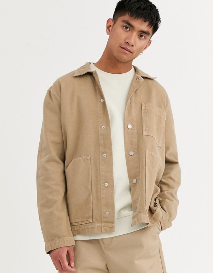 Weekday Jess Desert Denim Jacket In Beige