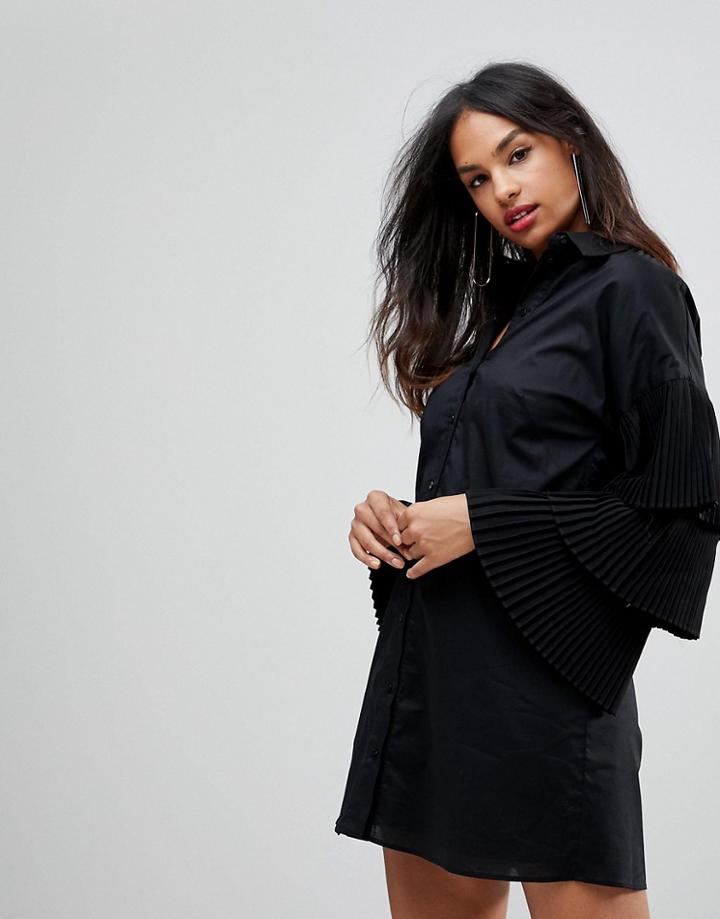 Isla Loaded Maxi Shirt Dress - Black