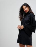 Isla Loaded Maxi Shirt Dress - Black