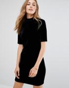Vila Velvet Bodycon Dress With Cut Out Back - Black