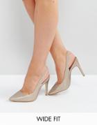 New Look Wide Fit Sling Back Heeled Shoe - Gold