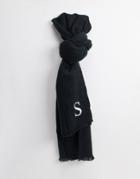 Asos Design Personalized Scarf With Initial S In Black