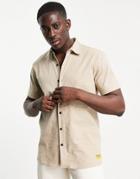 Caterpillar Short Sleeve Logo Pocket Shirt In Camel-neutral