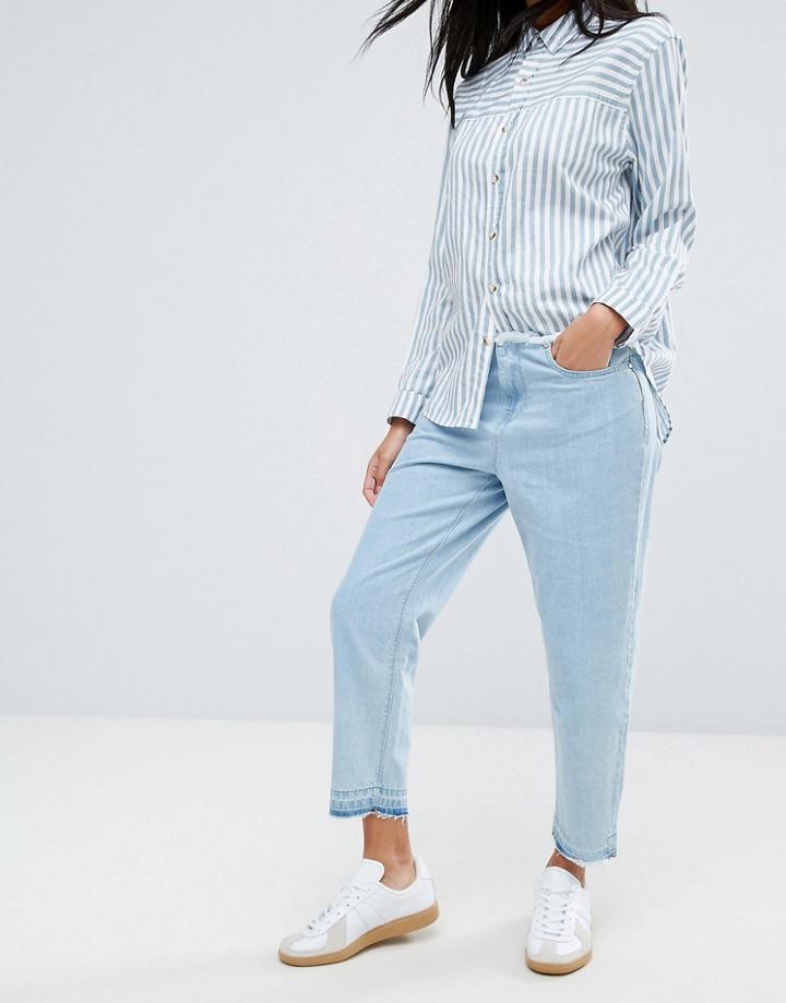 Wavene Helene Raw Edge True Boyfriend Jeans - Blue