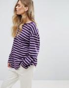Weekday Striped Skater T-shirt - Purple