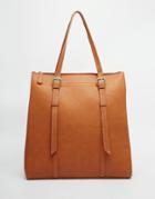 Pieces Structured Tote Bag - Tan