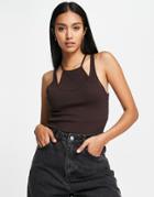 & Other Stories Double Layer Tank Top In Brown-white